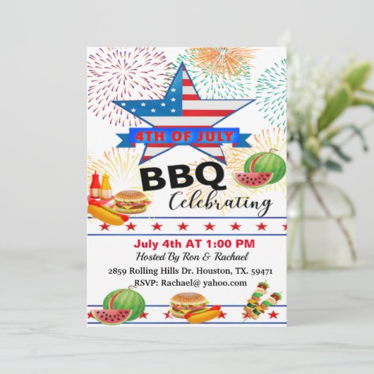 patriottische sterren en strips op 4 juli BBQ Kaart (Staand voorkant)