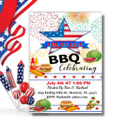 patriottische sterren en strips op 4 juli BBQ Kaart