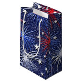 Patriottische sterren en vuurwerk kleine cadeautas (Voorkant Gekanteld)