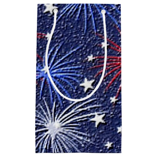 Patriottische sterren en vuurwerk kleine cadeautas (Voorkant)
