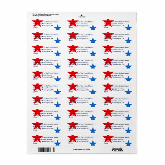 Patriottische sterren etiket (Full Sheet)