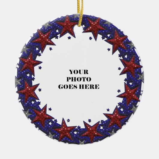 Patriottische sterren Foto Lijst Rond Ornament (Voorkant)