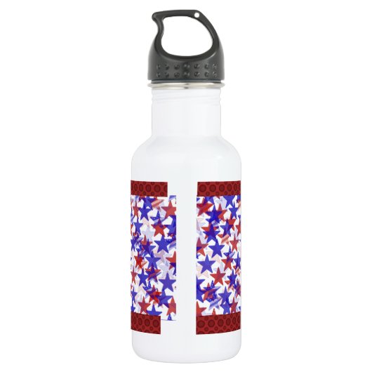 Patriottische sterren gerecycled aluminium waterfles (Achterkant)