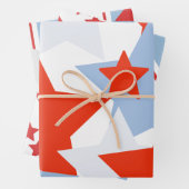 Patriottische sterren gestript Dusty Blue Red Whit Inpakpapier Vel (In situ)