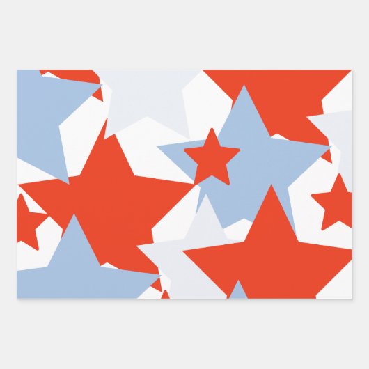 Patriottische sterren gestript Dusty Blue Red Whit Inpakpapier Vel (Voorkant)