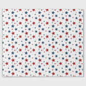 Patriottische sterren in rood wit en blauw patroon cadeaupapier (Vlak)
