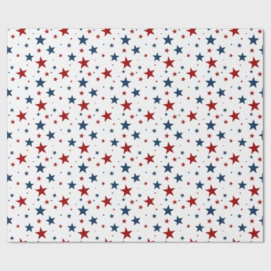 Patriottische sterren in rood wit en blauw patroon cadeaupapier (Vlak)
