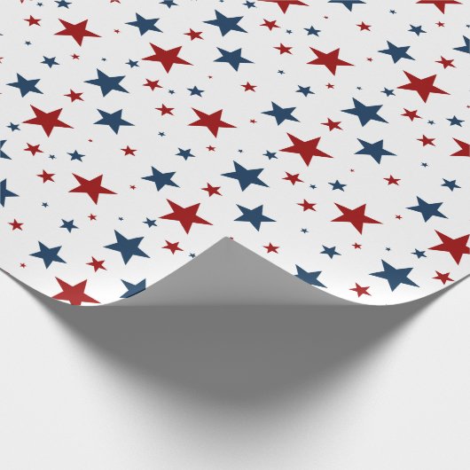 Patriottische sterren in rood wit en blauw patroon cadeaupapier (Hoek)