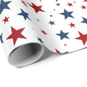 Patriottische sterren in rood wit en blauw patroon cadeaupapier (Rol Hoek)