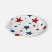 Patriottische sterren in rood wit en blauw patroon papieren bordje (Gekanteld)