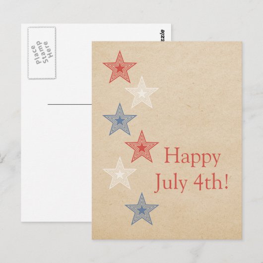 Patriottische sterren Juli 4e Briefkaart (Voorkant / Achterkant)
