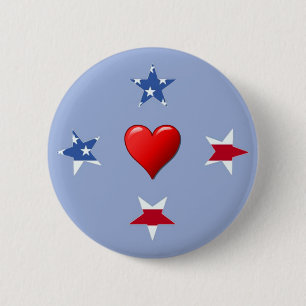 Patriottische Sterren Knop Ronde Button 5,7 Cm