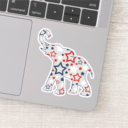Patriottische sterren Olifant Contour Sticker (Detail)