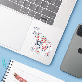 Patriottische sterren Olifant Contour Sticker (Laptop met iPhone)