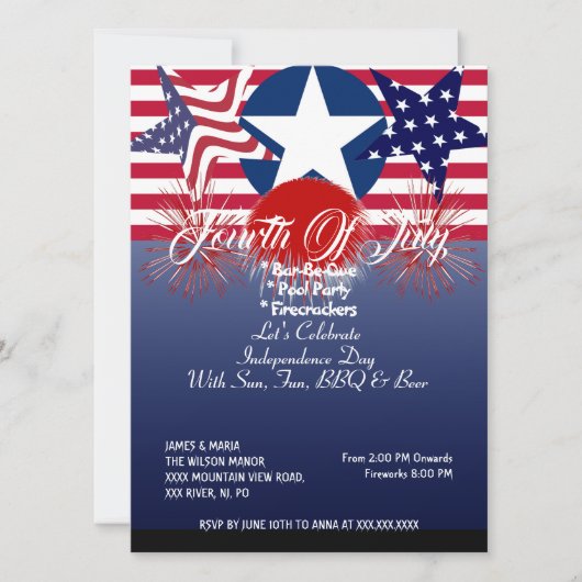 Patriottische sterren op 4 juli Firecrackers BBQ P Kaart (Voorkant)