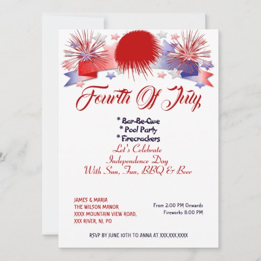 Patriottische sterren op 4 juli Firecrackers BBQ P Kaart (Voorkant)