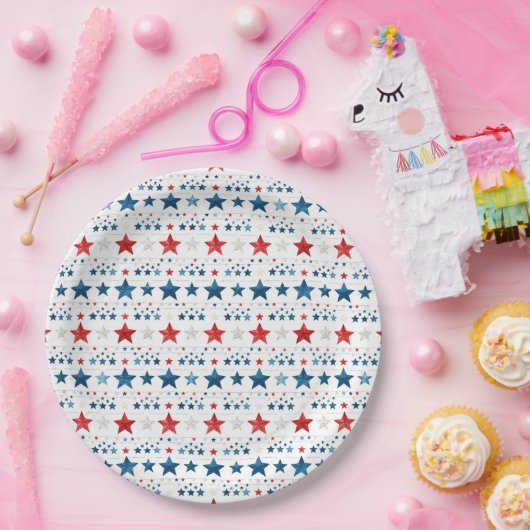 Patriottische sterren op 4 juli papieren bordje (Feest)