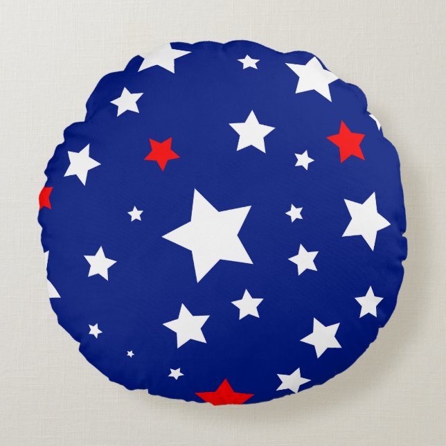 Patriottische Sterren Rond Kussen (Voorkant)