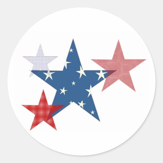 Patriottische sterren ronde sticker (Voorkant)