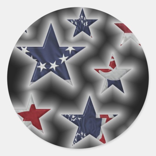Patriottische sterren ronde sticker (Voorkant)