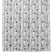 Patriottische sterren Rood Wit en blauw Hout Douchegordijn (Voorkant)