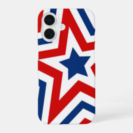 Patriottische sterren Rood Wit en Blauw Kleurrijk iPhone 16 Hoesje