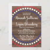 Patriottische sterren Rustic 4 juli Foto bruiloft Kaart (Voorkant)