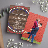 Patriottische sterren Rustic 4 juli Foto bruiloft Kaart