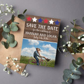 Patriottische sterren Rustic Juli 4 behalve datum Save The Date