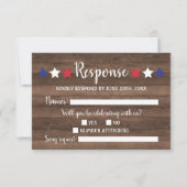 Patriottische sterren Rustic Vierde juli Hout RSVP Kaartje (Voorkant)