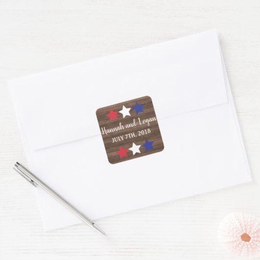 Patriottische sterren Rustic Vierde Sticker juli (Envelop)