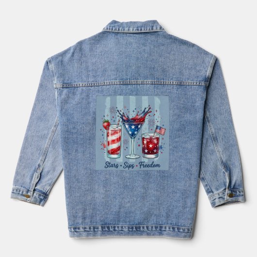 Patriottische sterren Sips vrijheid Denim Jacket (Achterkant)