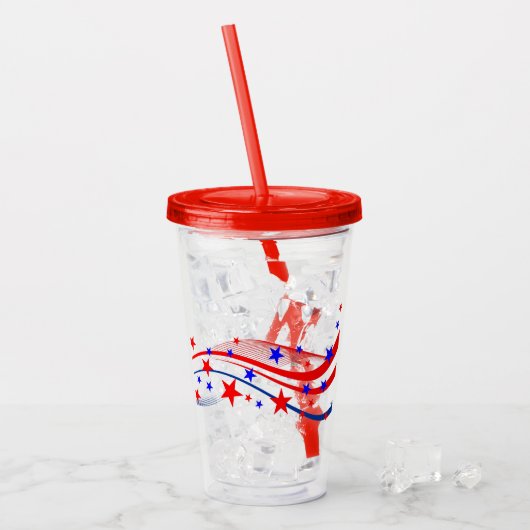 Patriottische sterren & streamers Acryltrommel Acryl Drinkbeker (Voorkant ijs)