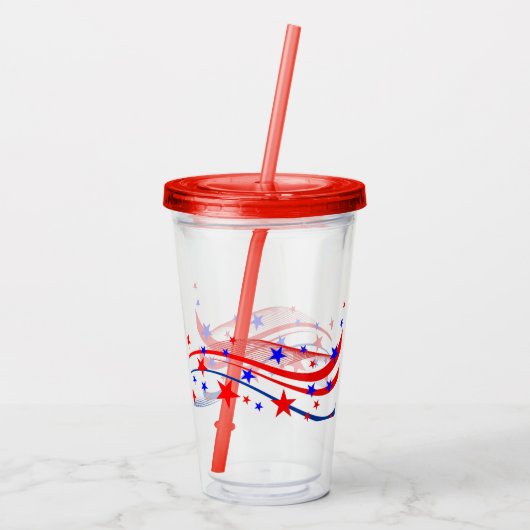 Patriottische sterren & streamers Acryltrommel Acryl Drinkbeker (Achterkant)