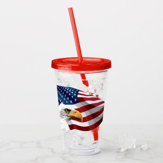 Patriottische Sterren & Strepen Acryl Tumbler Drinkbeker (Voorkant ijs)