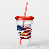 Patriottische Sterren & Strepen Acryl Tumbler Drinkbeker (Achterkant)