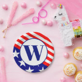 Patriottische sterren strepen rood wit blauw papieren bordje (Feest)