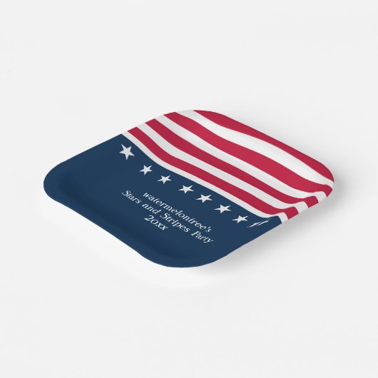 Patriottische Sterren Strepen Rood Wit Blauw Plein Papieren Bordje (Gebogen)