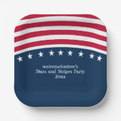 Patriottische Sterren Strepen Rood Wit Blauw Plein Papieren Bordje (Voorkant)