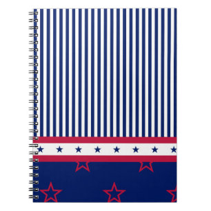 Patriottische sterren strepen rood wit blauw USA V Notitieboek
