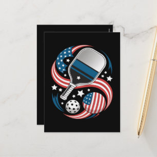 Patriottische sterren strepen USA vlag Pickleball Feestdagenkaart