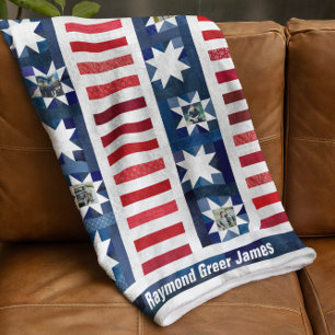 Patriottische sterren strepen vlag held quilt foto fleece deken