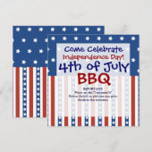 Patriottische sterren Stripes 4 juli Uitnodigingen (Voorkant / Achterkant)