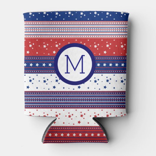 Patriottische sterren & Stripes Abstracte Amerikaa Blikjeskoeler (Voorkant)