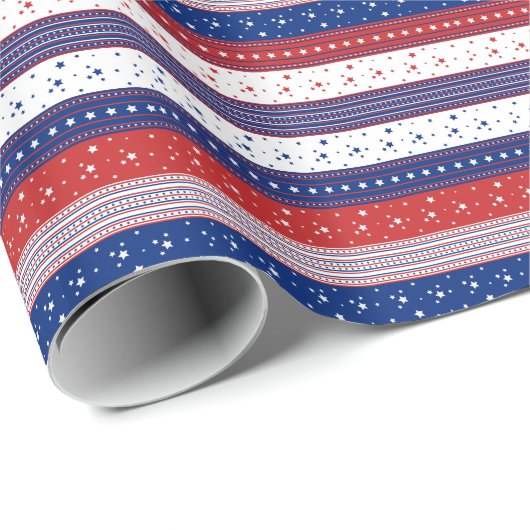 Patriottische sterren & Stripes Abstracte Amerikaa Cadeaupapier (Rol Hoek)