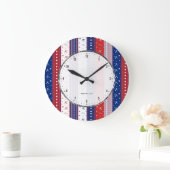 Patriottische sterren & Stripes Abstracte Amerikaa Grote Klok (Huis)
