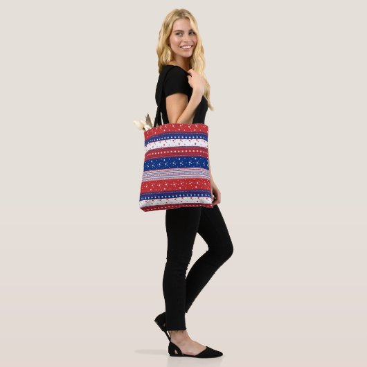 Patriottische sterren & Stripes Abstracte Amerikaa Tote Bag (Op model)