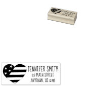 Patriottische sterren Stripes American Heart Addre Rubberstempel (Gestempeld)
