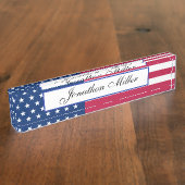 Patriottische sterren & Stripes Amerikaanse vlag Naambordje (Zijkant)