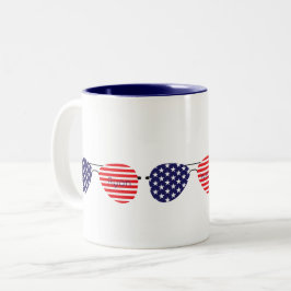 Patriottische Sterren Stripes Aviator Zonnebril Na Tweekleurige Koffiemok